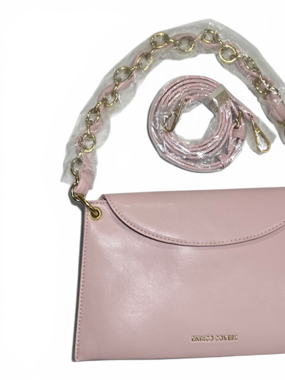 Enrico Coveri Pink Clutch Bag Chain Strap With Cross Body Strap Option 12x7.5x1 - Picture 3 of 13